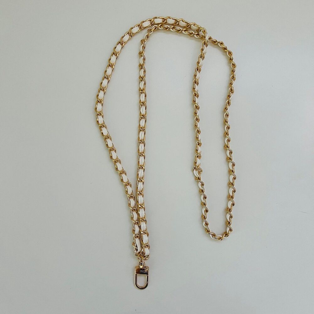 ARTIKL White Faux Leather Gold Smart Phone Strap Lanyard Chain